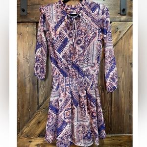 Veronica M Smocked Chiffon Dress Multi Color